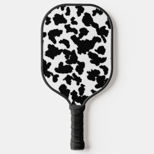 Black And White Cow Hide Fur Pattern Pickleball Paddle