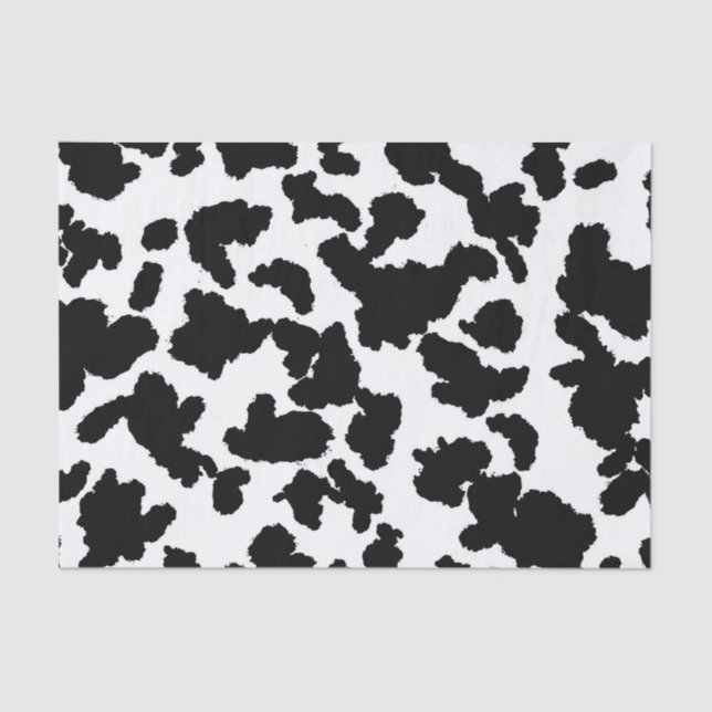 Black And White Cow Hide Fur Pattern Tissue Paper (Front)