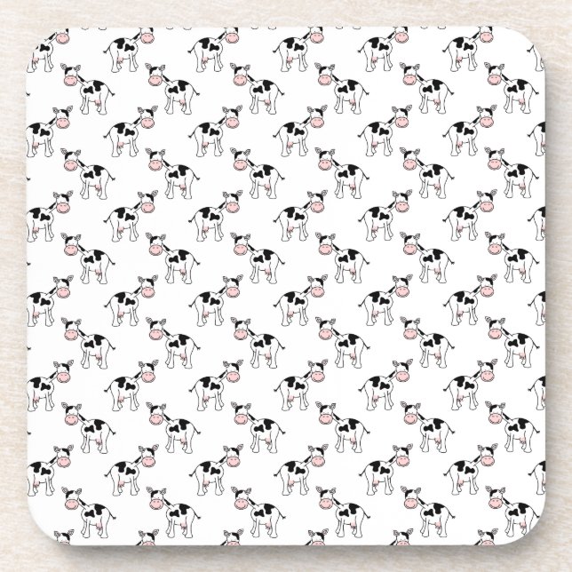 Black and White Cow Pattern. Coaster (Front)