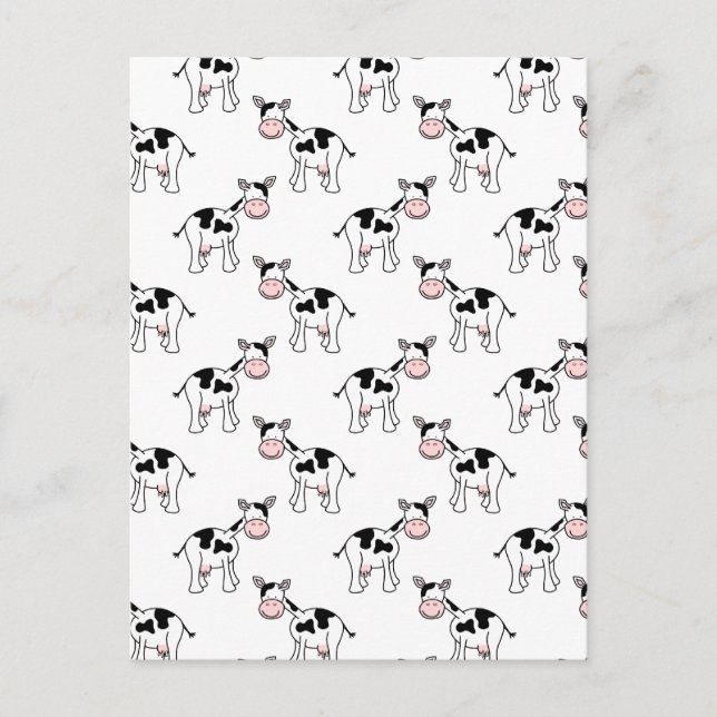 Black and White Cow Pattern. Postcard (Front)