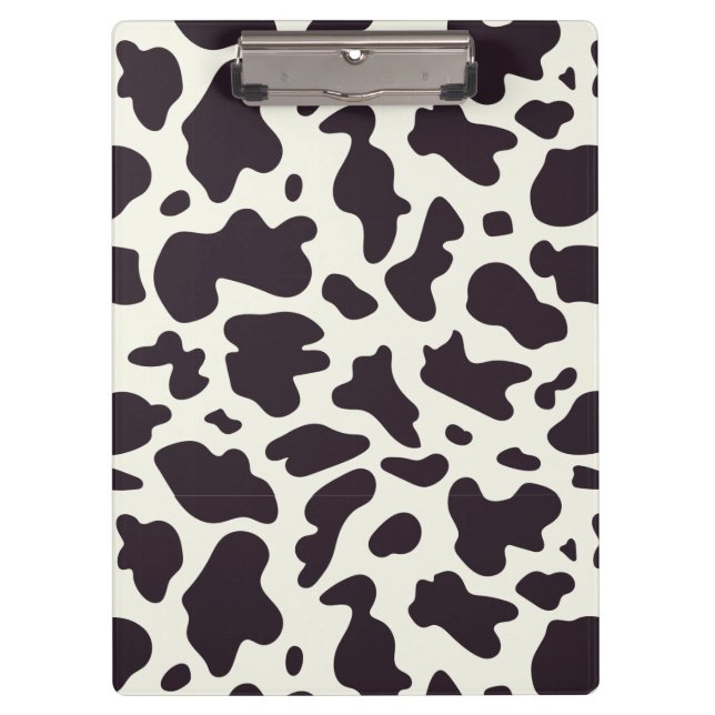 Black and White Cow Pattern Print Clipboard (Front)
