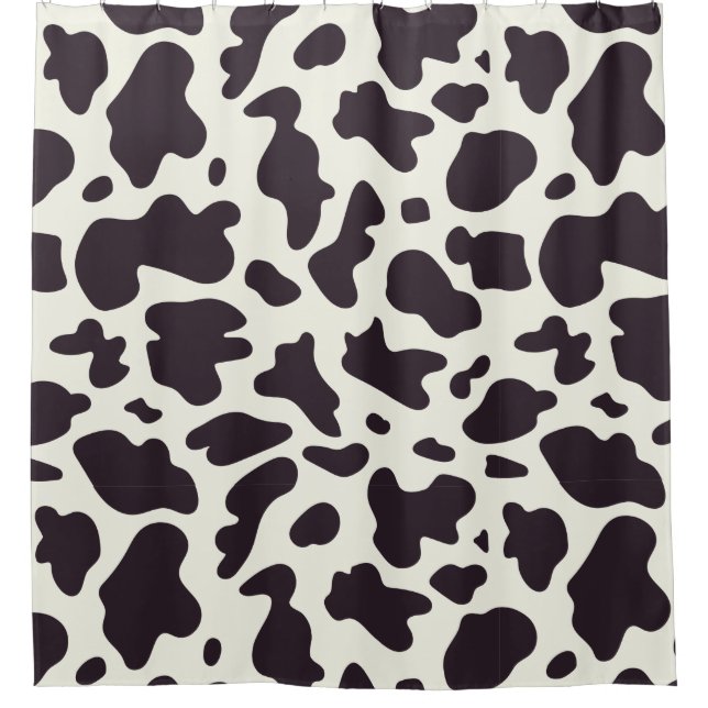 Black and White Cow Pattern Print Shower Curtain (Front)