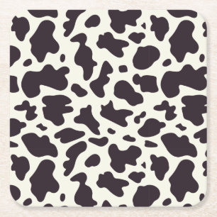 Black and White Cow Pattern Print Square Paper Coaster