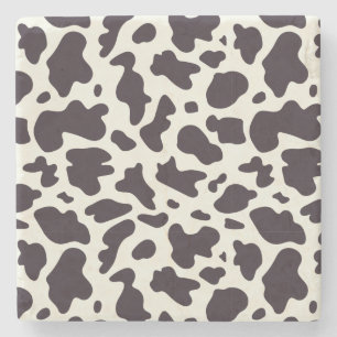 Black and White Cow Pattern Print Stone Coaster