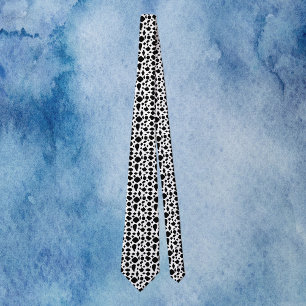 Black and White Cow Print Animal Pattern Tie