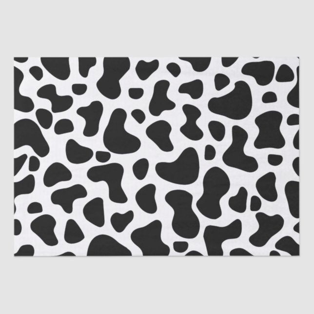 Black and White Cow Print Birthday Tissue Paper (Front)