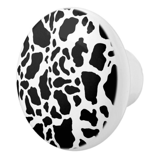 Black and White Cow Print Ceramic Knob (Right)