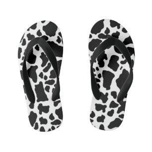 Black and White Cow Print Kid's Jandals