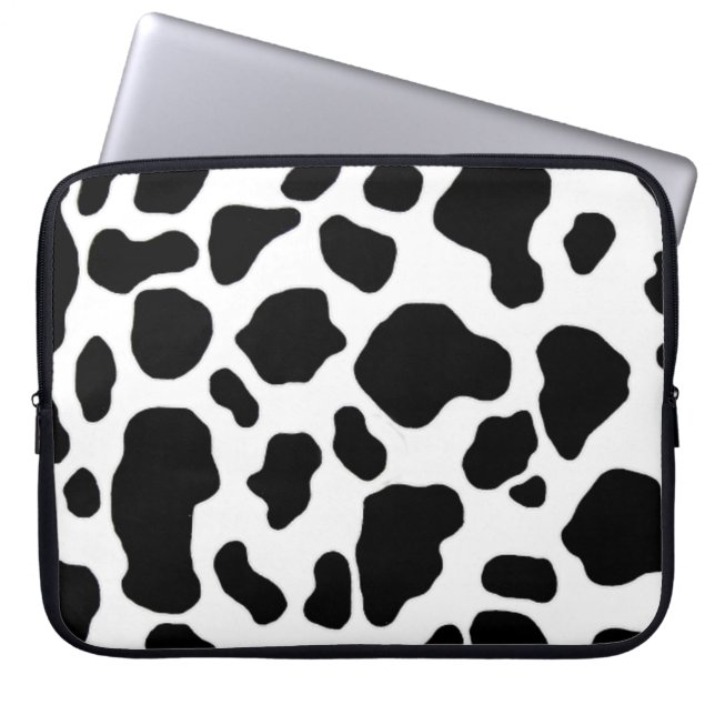 Black and white cow print laptop sleeve (Front)