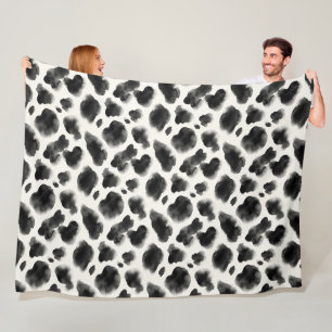 Black and White Cow Print Pattern Fleece Blanket
