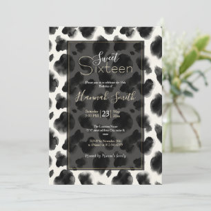 Black and White Cow Print Pattern Invitation