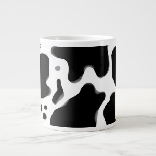 Black and White Cow Print Pattern Trendy Animal Large Coffee Mug
