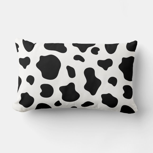 Black and White Cow Print Pillow Decorative  (Front)
