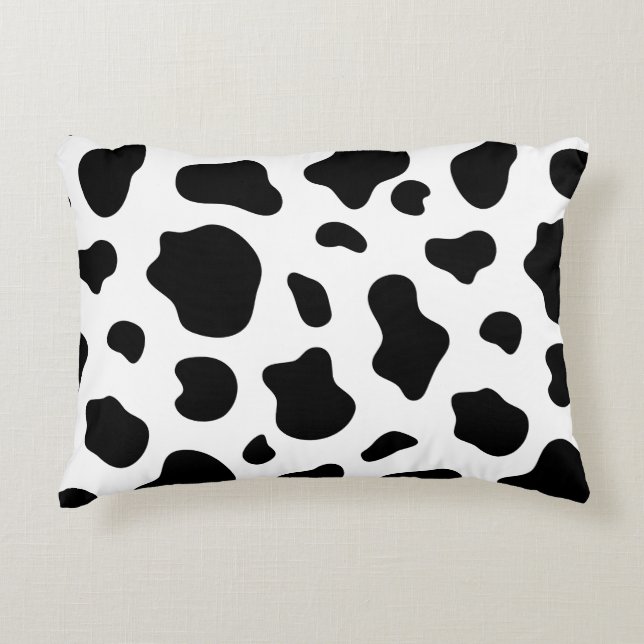 Black and White Cow Print Pillow Decorative Farmho (Front)
