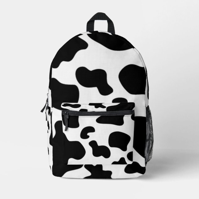 Black and White Cow print Printed Backpack (Front)