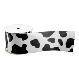 Black and White Cow Print Satin Ribbon