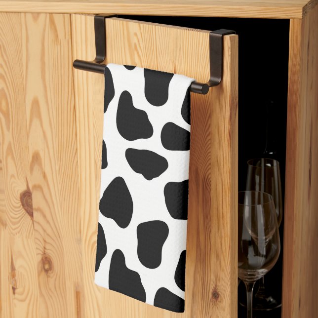 Black And White Cow Print Tea Towel (Thirds Fold)