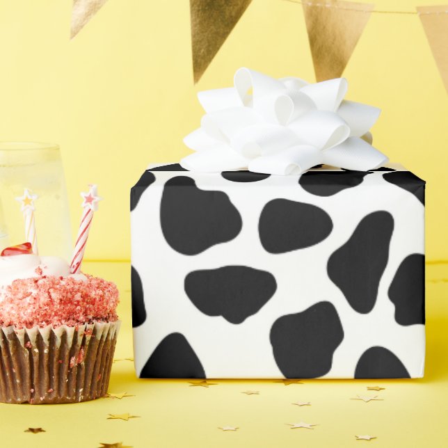 Black And White Cow Print Wrapping Paper (Birthday Party)
