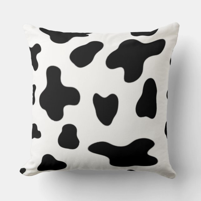 Black and White Cow Skin Pattern  Cushion (Front)
