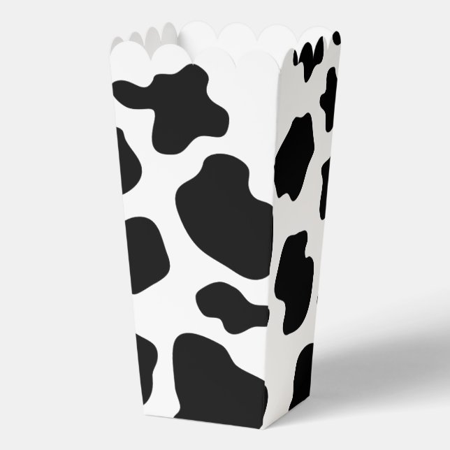 Black and white cow spots custom popcorn favour box (Front)