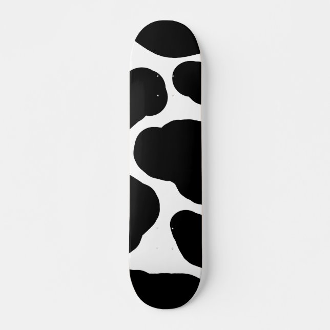 Black and White Cow Spots Minimalist   Skateboard (Front)