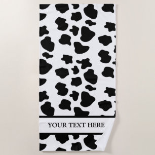 Black and white cow spots pattern custom funny beach towel