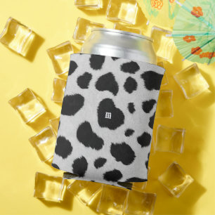 Black and white cow spots pattern faux fur texture can cooler
