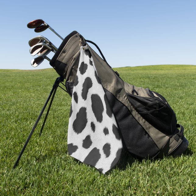 Black and white cow spots pattern faux fur texture golf towel (Green)