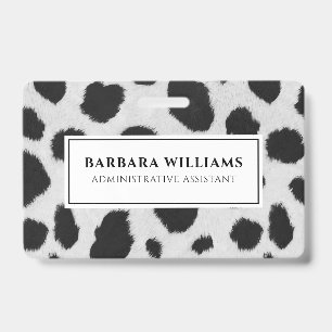Black and white cow spots pattern fur texture ID badge