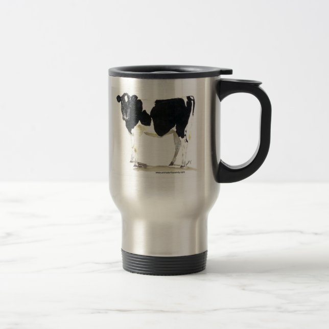 black and white cow travel mug (Right)
