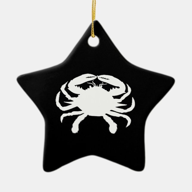 Black and White Crab Ceramic Tree Decoration (Front)