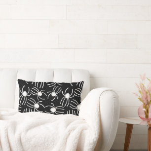 Black and White Creepy Crawler Spider Lumbar Cushion