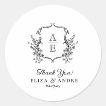 Black and White Crest Monogram Wedding 