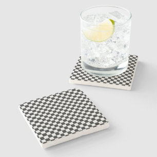Black and White Crocodile Skin Print Chess Stone Coaster