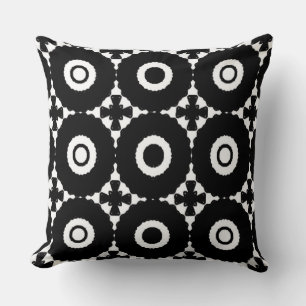Black and White Crosses and Circles throw pillow