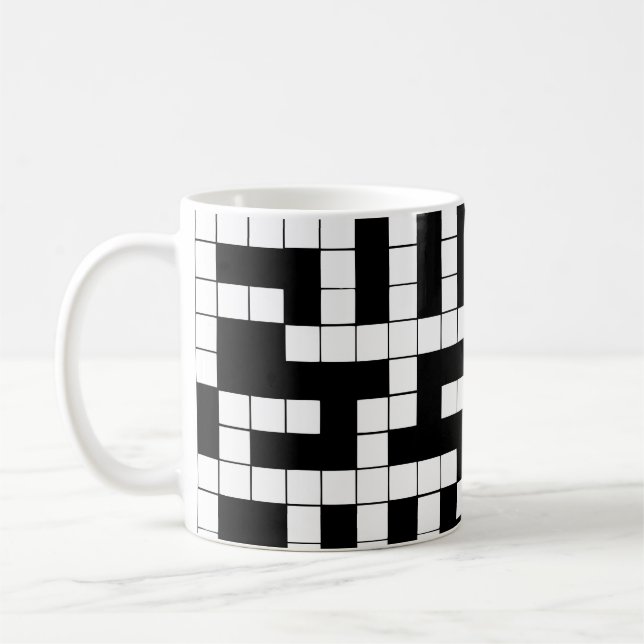 Black and White Crossword Coffee Mug (Left)