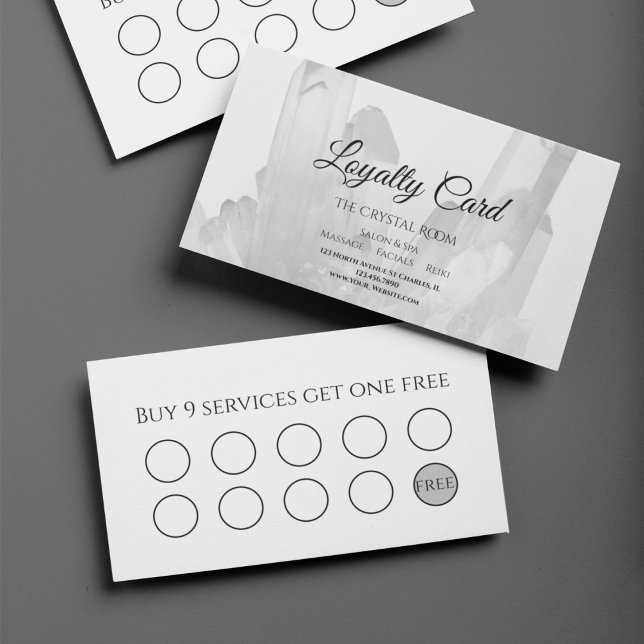 Black and White Crystals Salon Spa  Loyalty Card (Creator Uploaded)