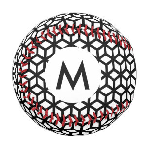 Black And White Cube Pattern Baseball