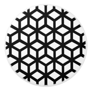 Black And White Cube Pattern Ceramic Knob