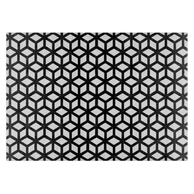 Black And White Cube Pattern Cutting Board (Front)