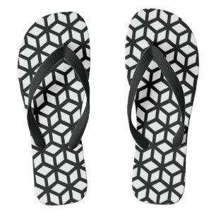 Black And White Cube Pattern Jandals