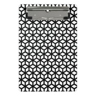 Black And White Cube Pattern Mini Clipboard