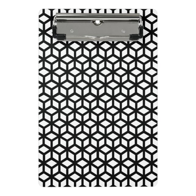 Black And White Cube Pattern Mini Clipboard (Front)