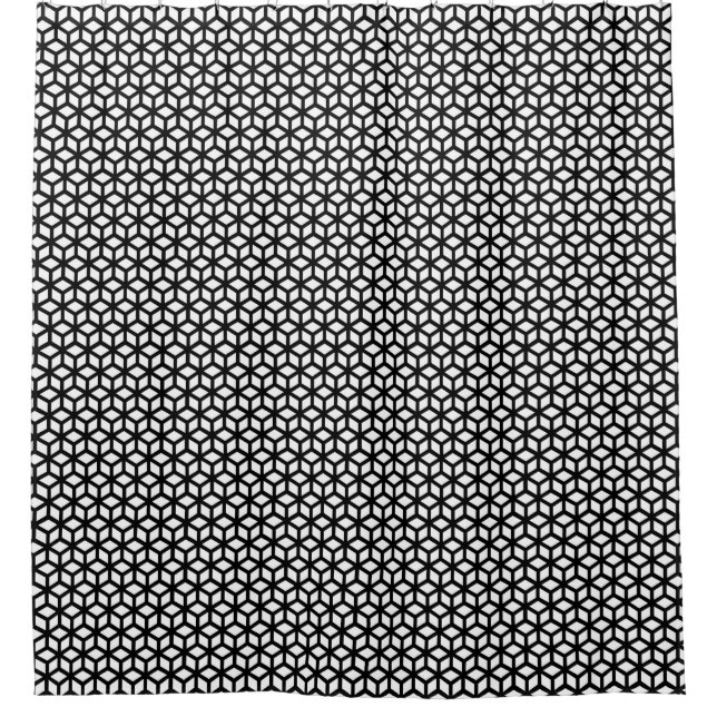 Black And White Cube Pattern Shower Curtain (Front)