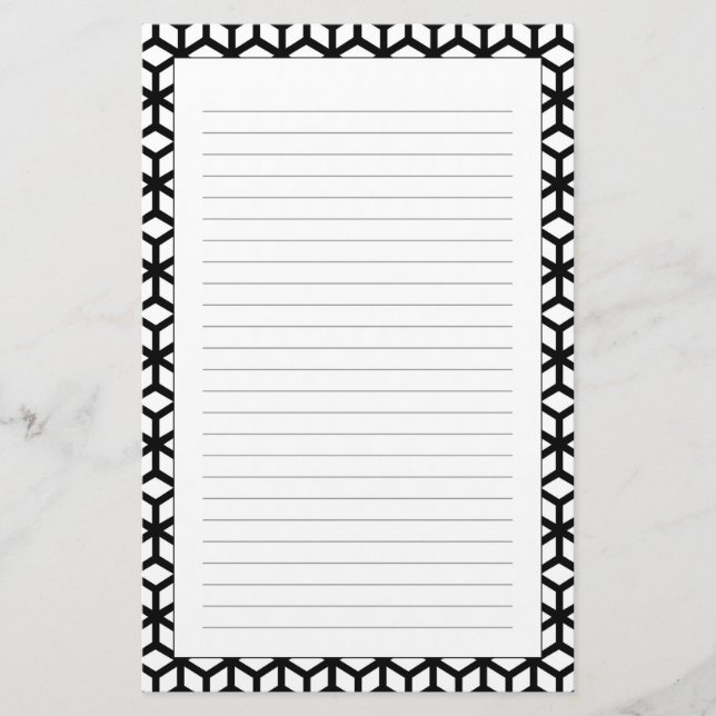 Black And White Cube Pattern Stationery (Front)