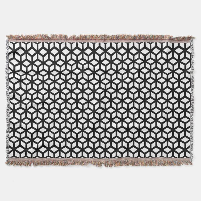 Black And White Cube Pattern Throw Blanket (Front)