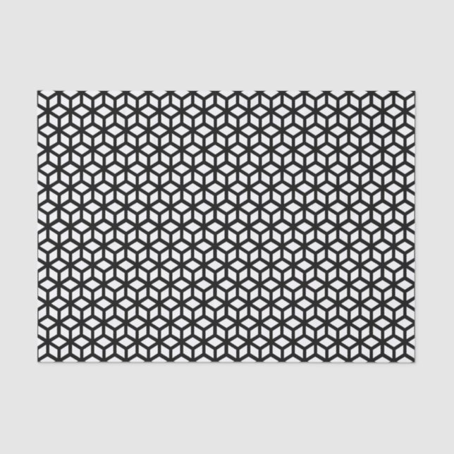 Black And White Cube Pattern Tissue Paper (Front)