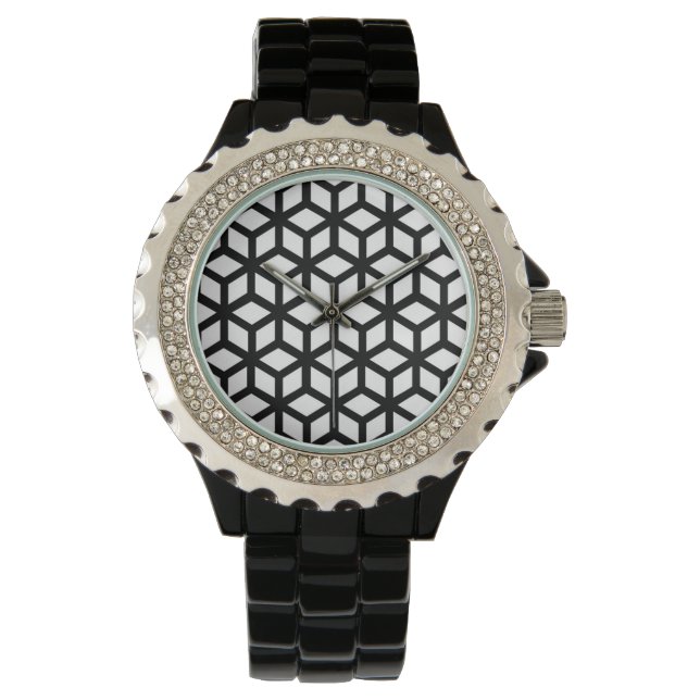 Black And White Cube Pattern Watch (Front)