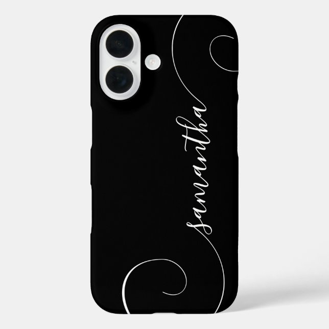 Black and White Curly Signature Case-Mate iPhone Case (Back)