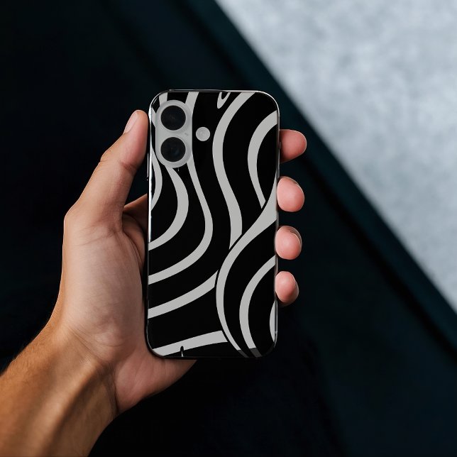 Black And White curved lines Case-Mate iPhone Case (Creator Uploaded)